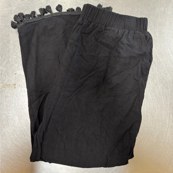 Lulus, Black, Large, Wide-Leg Tassel Pants - Picture 3 of 8